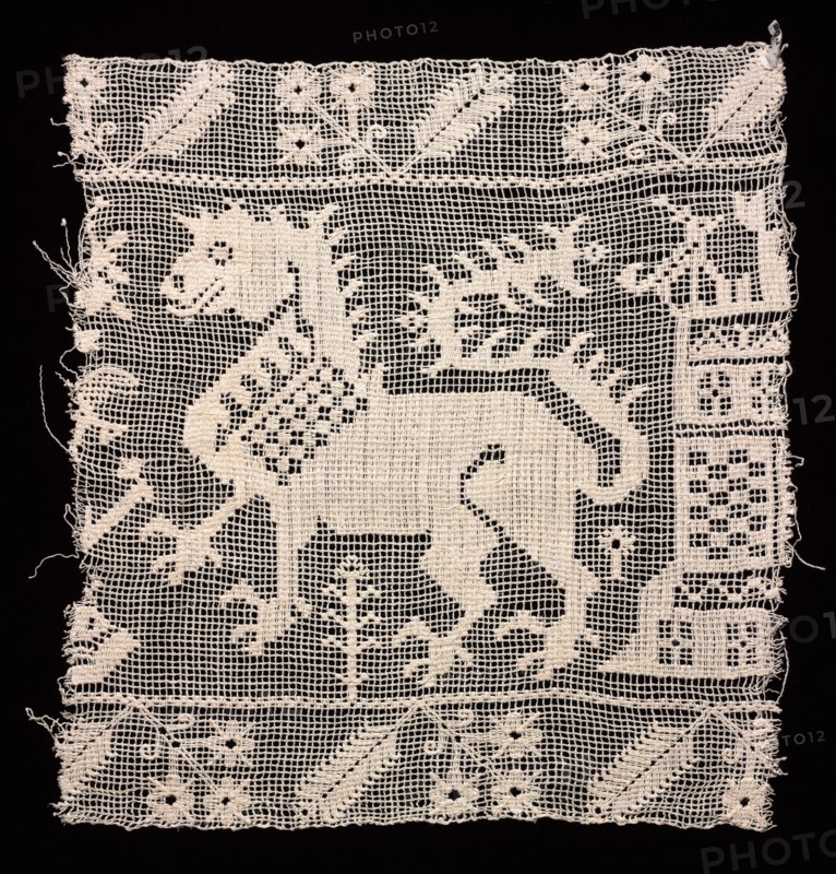Fragment of a Band with Dragon, Castle, and Vegetation, 1500s. Creator: Unknown.