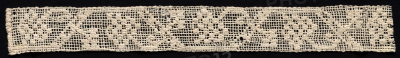 Fragment of a Band with Geometric Pattern and Floral Motif, 19th century. Creator: Unknown.