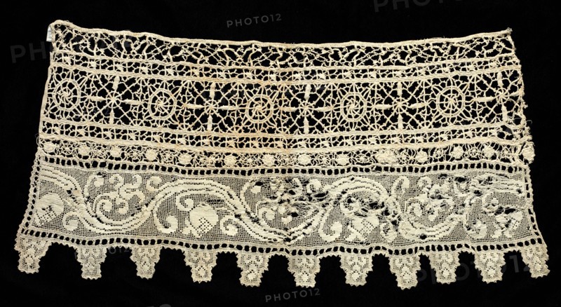 Fragment of a Border with Floral Vine and Geometric Patterns, 16th century. Creator: Unknown.