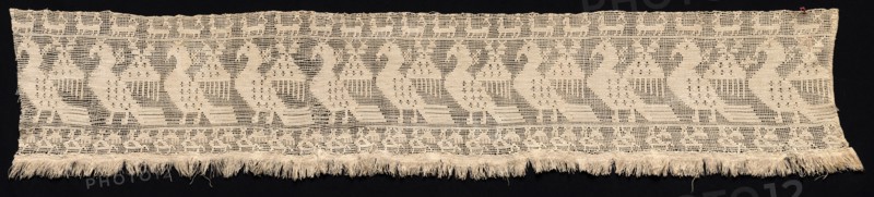 Fragment of a Border with Repeated Pattern of Fantastic Winged Animals, 1500s-1600s. Creator: Unknown.