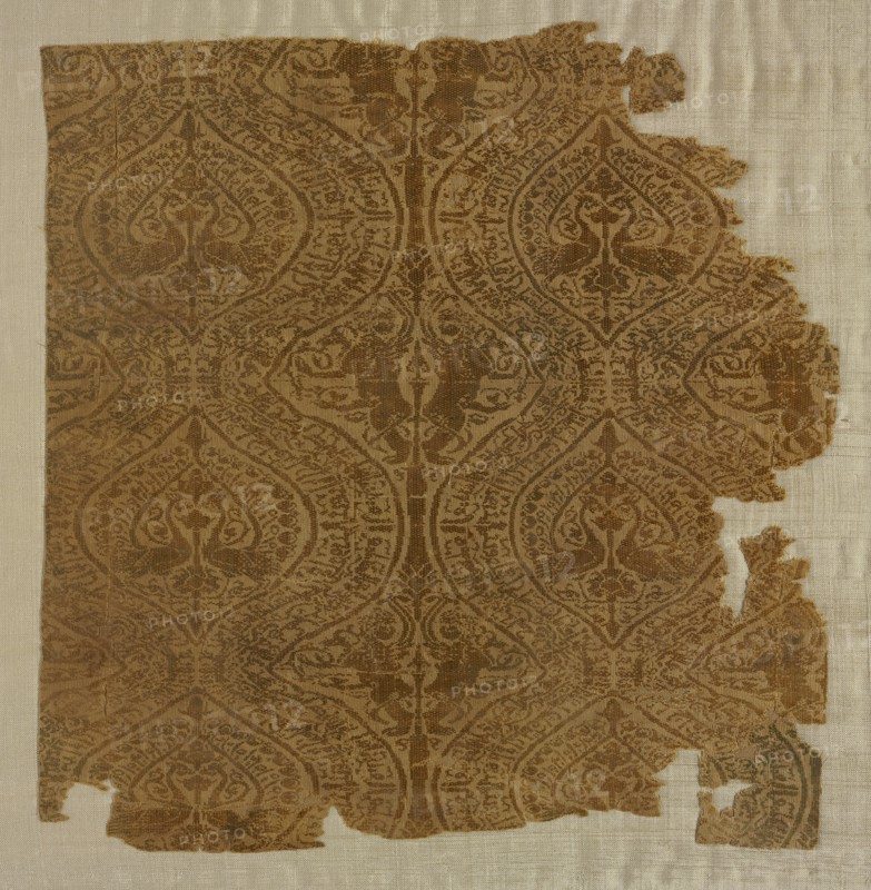 Fragment with peacocks in ogival pattern, 1175-1225. Creator: Unknown.