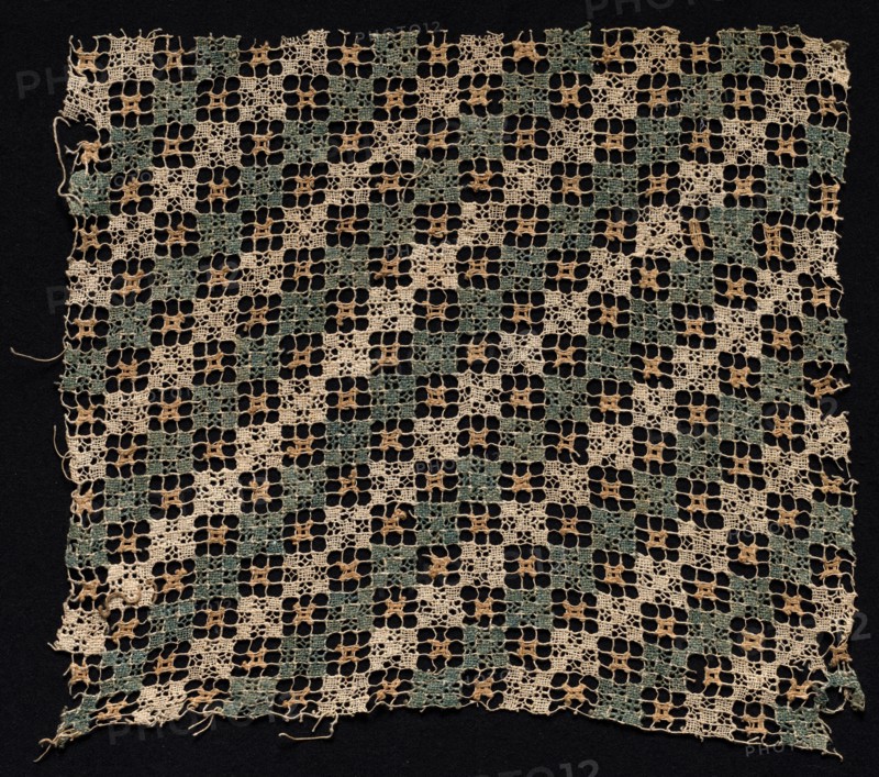 Fragment with Repeated Square Pattern, 1500s-1600s. Creator: Unknown.