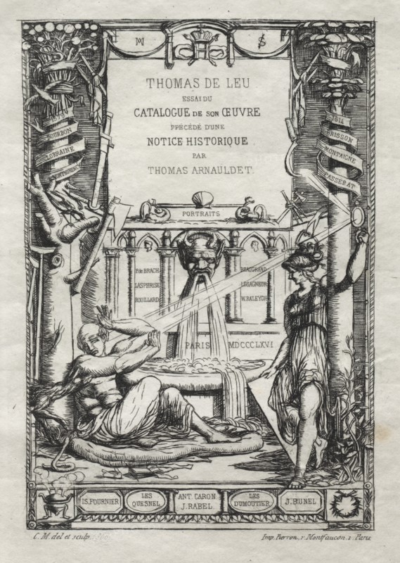 Frontispiece for a Catalogue of the Engravings of Thomas de Leu, 1866. Creator: Charles Meryon (French, 1821-1868).