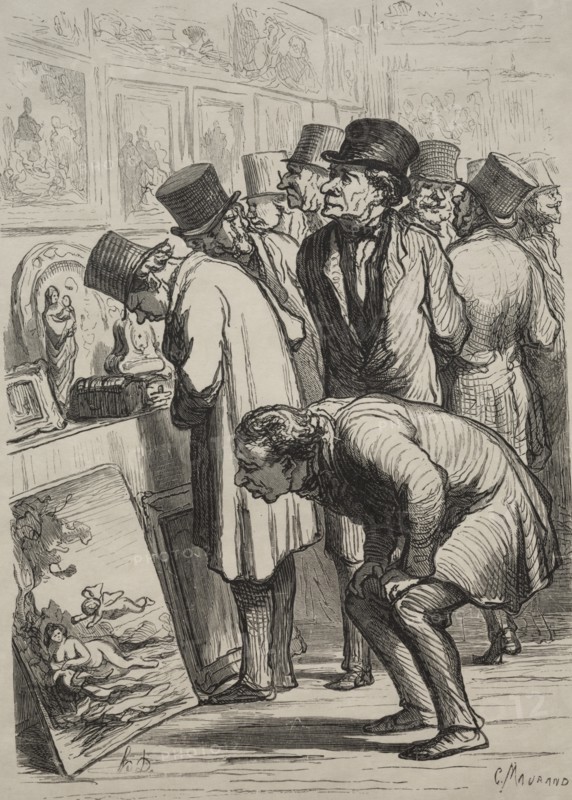 Gallery at Hotel Drouot: The Day of the Sale. Creator: Honoré Daumier (French, 1808-1879).