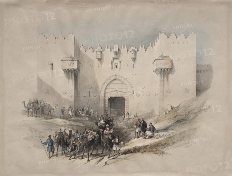 Gate of Damascus, Jerusalem, 1839. Creator: David Roberts (British, 1796-1864).