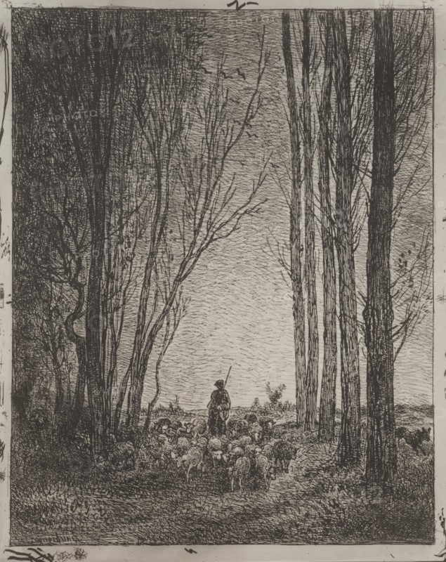 Gathering in the Flock, original impression 1862, printed in 1921. Creator: Charles François Daubigny (French, 1817-1878).