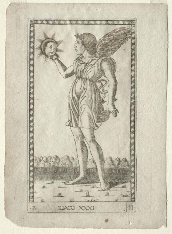 Genius of the Sun (from the Tarocchi, series B: Cosmic Principles & Virtues, #31), before 1467. Creator: Master of the E-Series Tarocchi (Italian, 15th century).