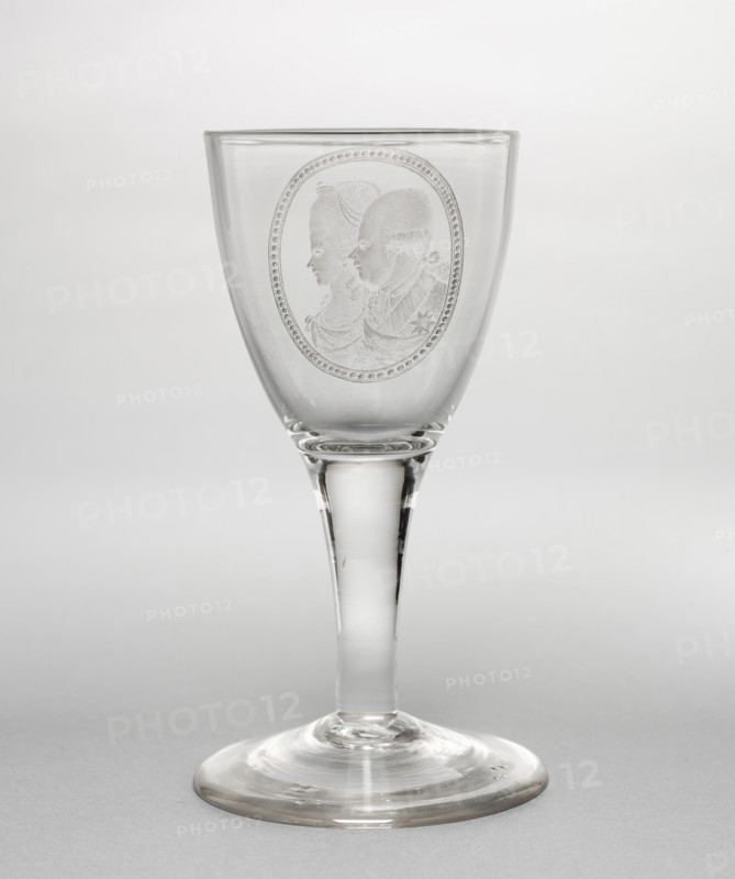 Goblet: Portrait of William V, Prince of Orange and his wife..., c. 1780. Creator: David Wolff (Dutch, 1732-1798), manner of.