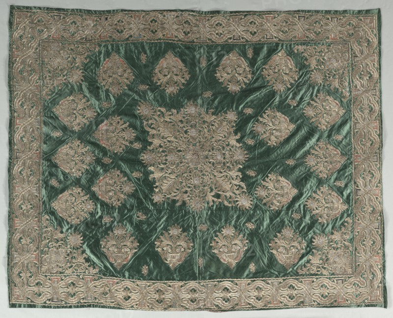 Gold-Thread Embroidered Cover, 1800s. Creator: Unknown.
