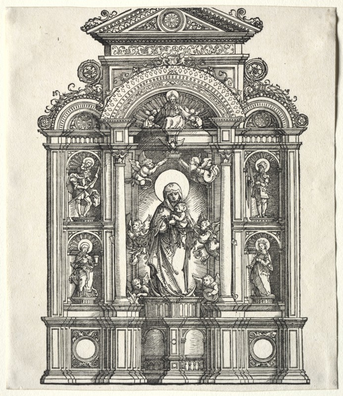 Great Altar with the Virgin, in a border with SS. Christopher, George, Barbara, Catherine, 1520. Creator: Albrecht Altdorfer (German, c. 1480-1538).
