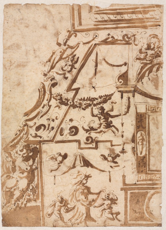 Grotesque with a Leaping Centaur (verso), c. 1565/1588. Creator: Marco Marchetti (Italian, 1565-1588).