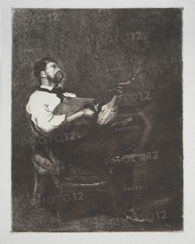 Guitar Player, 1861. Creator: François Bonvin (French, 1817-1887).