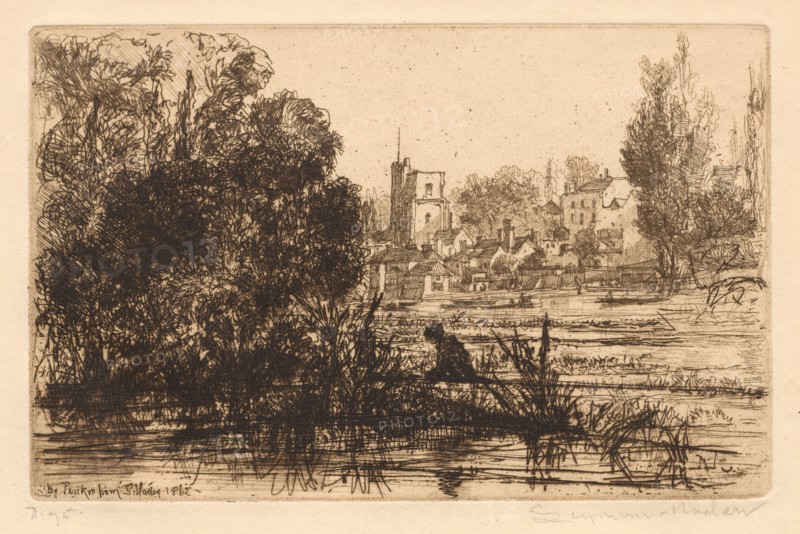 Hamerton's Portfolio III: Twickenham Church, 1865-72 (published 1872). Creator: Francis Seymour Haden (British, 1818-1910).