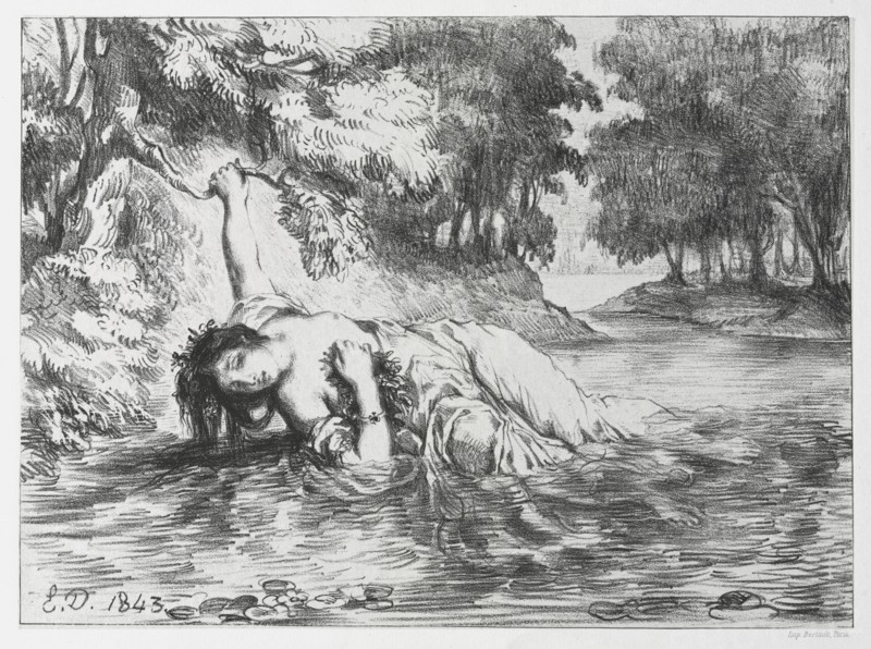 Hamlet: The Death of Ophelia, 1843. Creator: Eugène Delacroix (French, 1798-1863).
