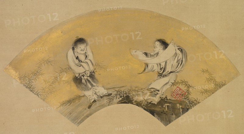 Hanshan and Shide (Kanzan and Jittoku), mid-1500s. Creator: Shikibu Terutada (Japanese, active mid-1500s).