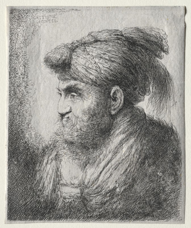 Head of a Man in Oriental Turban, c. 1650. Creator: Giovanni Benedetto Castiglione (Italian, 1609-1664).