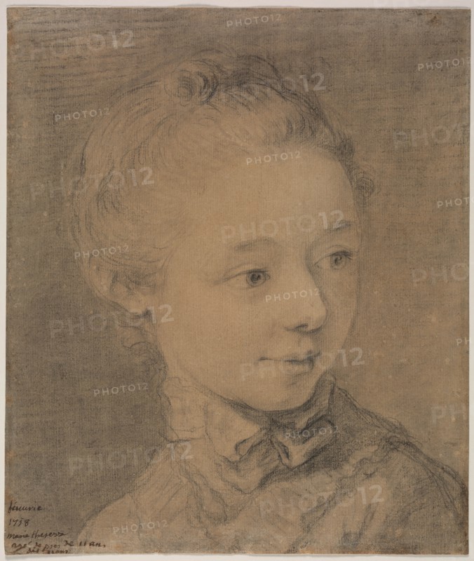 Head of a Young Girl Turning toward the Right, 1758?. Creator: François Hubert Drouais (French, 1727-1775), attributed to.