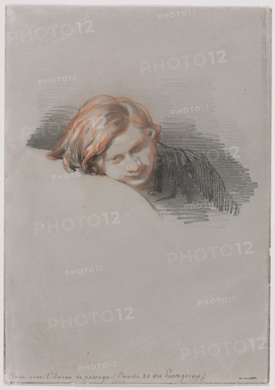 Head of a Young Man (Study for LOiseau de passage), 1853. Creator: Paul Gavarni (French, 1804-1866).