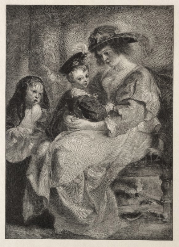 Helen Fourment and her Children, 1894. Creator: Timothy Cole (American, 1852-1931).