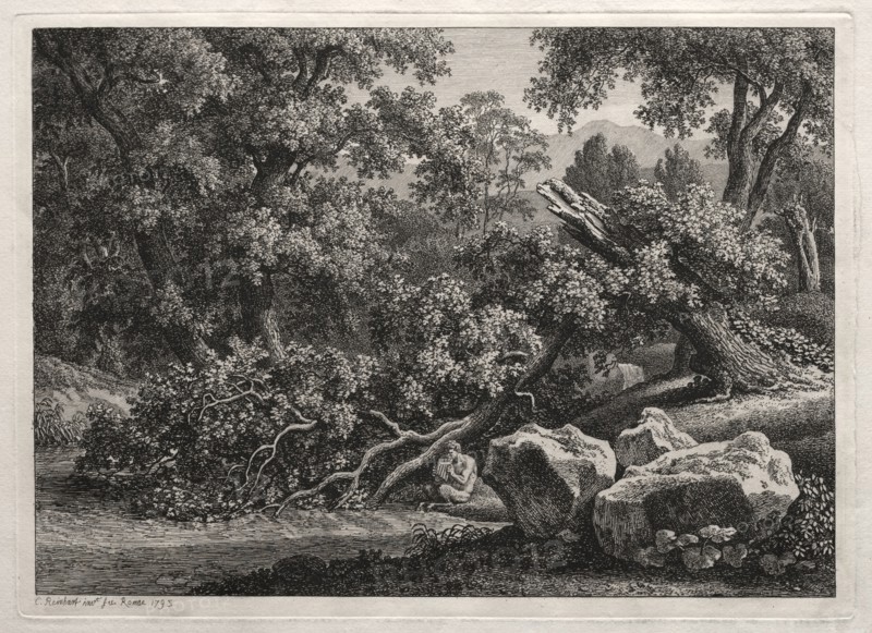 Heroic Landscape: The Satyr Playing the Flute, 1795. Creator: Johann Christian Reinhart (German, 1761-1847).