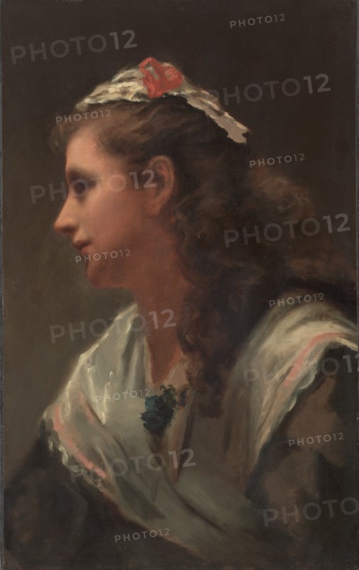His First Model-Miss Russell, c. 1873. Creator: William Morris Hunt (American, 1824-1879), attributed to.