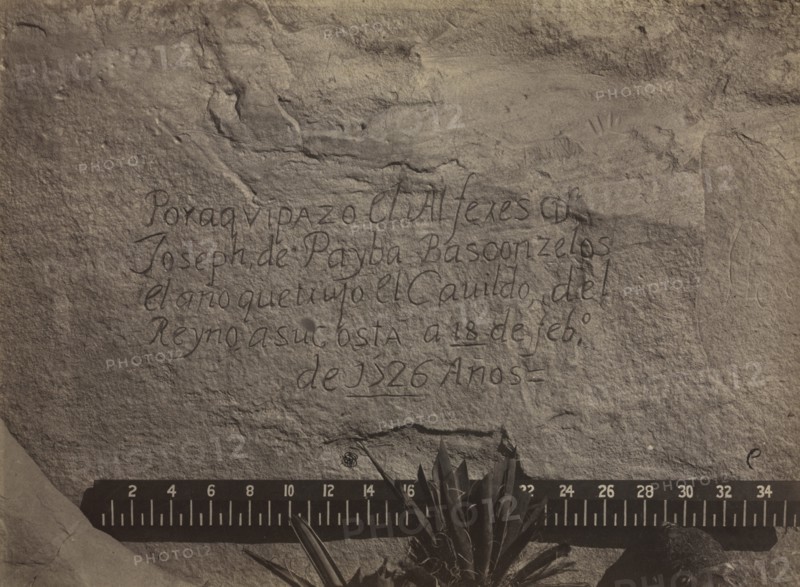 Historic Spanish Record of the Conquest, South Side of Inscription Rock, N.M., No. 3, 1873. Creator: Timothy H. O'Sullivan (American, 1840-1882); The War Department, Corps of Engineers, U.S. Army.