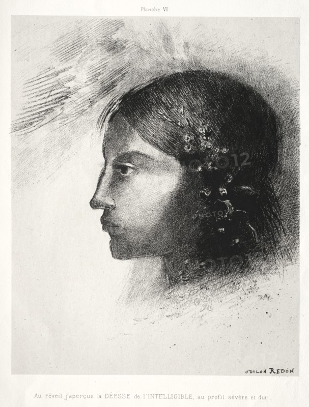 Homage to Goya: Upon Awakening I Saw the Goddess of the Intelligible?, 1885. Creator: Odilon Redon (French, 1840-1916); Lemercier & Cie..