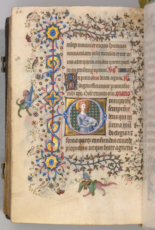 Hours of Charles the Noble, King of Navarre (1361-1425), fol. 299v, St. Agnes, c. 1405. Creator: Master of the Brussels Initials and Associates (French).