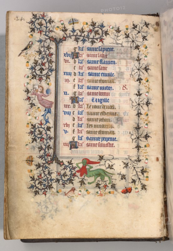 Hours of Charles the Noble, King of Navarre (1361-1425): fol. 12v, December, c. 1405. Creator: Master of the Brussels Initials and Associates (French).