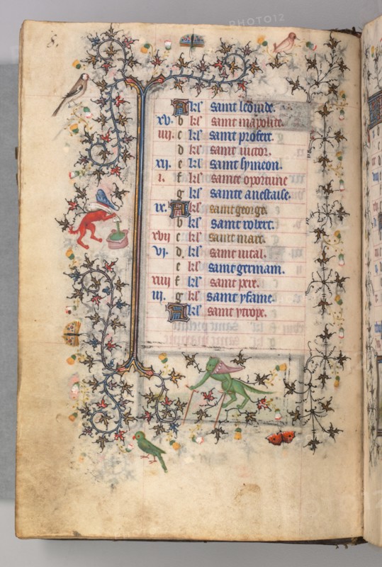 Hours of Charles the Noble, King of Navarre (1361-1425): fol. 4v, April, c. 1405. Creator: Master of the Brussels Initials and Associates (French).
