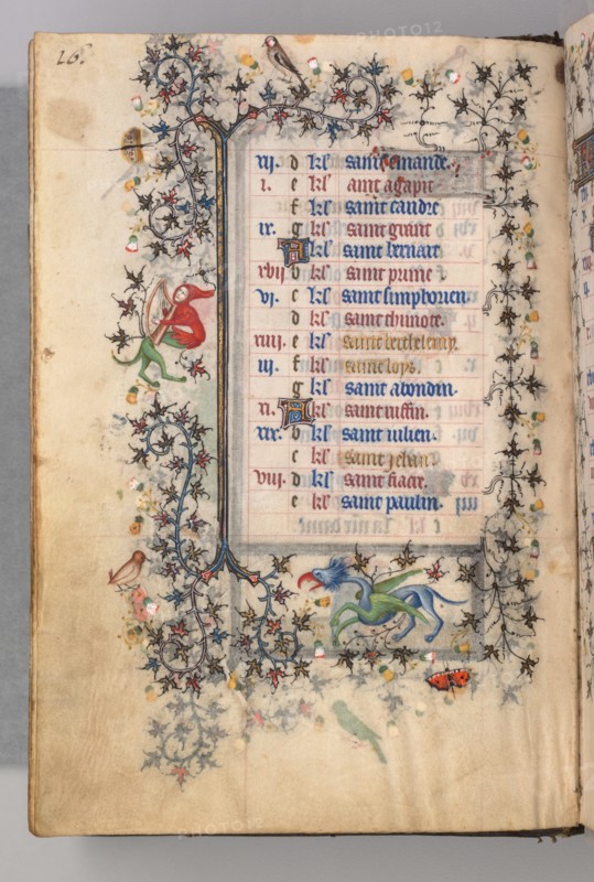 Hours of Charles the Noble, King of Navarre (1361-1425): fol. 8v, August, c. 1405. Creator: Master of the Brussels Initials and Associates (French).