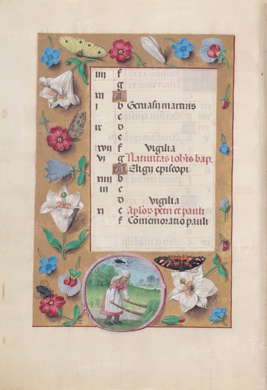Hours of Queen Isabella the Catholic, Queen of Spain: Fol. 7v, June, c. 1500. Creator: Master of the First Prayerbook of Maximillian (Flemish, c. 1444-1519); Associates, and.