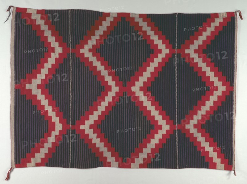 Hubbell Revival-style Rug with Moki (Moqui) Stripes, c. 1890-1910. Creator: Unknown.