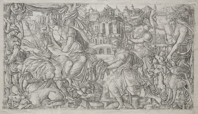 Huntsman Presenting a Gift to a King. Creator: Jean Duvet (French, 1485-1561).