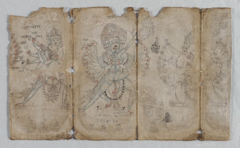 Iconographic Drawing of Tantric Enlightened Beings (verso), c. 1500. Creator: Unknown.
