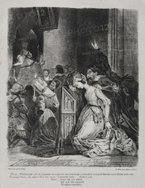 Illustrations for Faust: Marguerite at church, 1828. Creator: Eugène Delacroix (French, 1798-1863); Chez Ch. Motte, Éditeur, distributed by Chez Sautelet, Libraire.