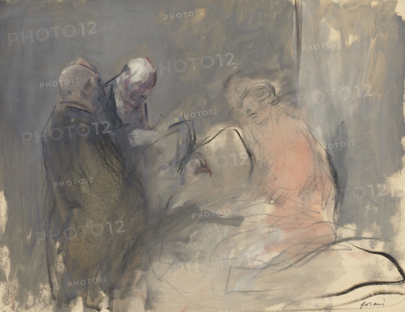 In the Hospital (recto) Sketch for In the Hospital (verso), fourth quarter 1800s or first third 1900 Creator: Jean Louis Forain (French, 1852-1931).