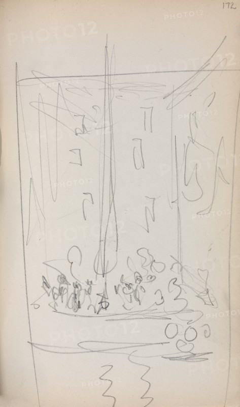 Italian Sketchbook: Boat with Figures (page 172), 1898-1899. Creator: Maurice Prendergast (American, 1858-1924).