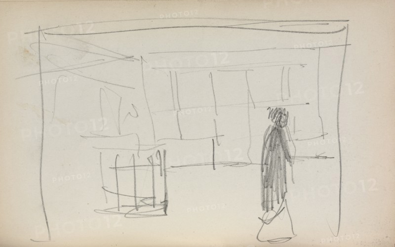 Italian Sketchbook: Figure in an interior (page 175), 1898-1899. Creator: Maurice Prendergast (American, 1858-1924).
