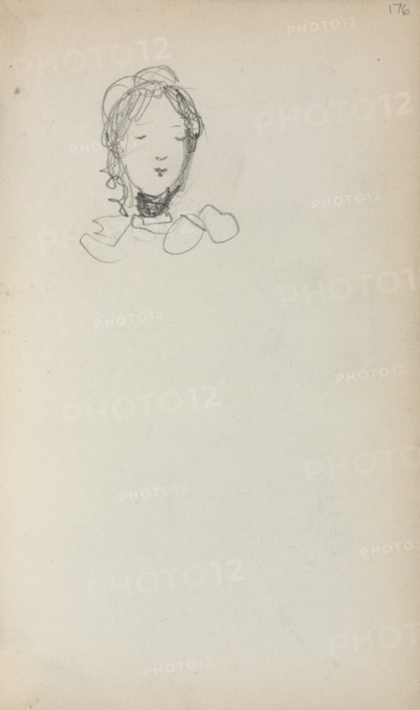 Italian Sketchbook: Head of a Girl (page 176), 1898-1899. Creator: Maurice Prendergast (American, 1858-1924).