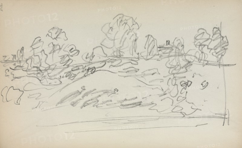 Italian Sketchbook: Landscape (page 202), 1898-1899. Creator: Maurice Prendergast (American, 1858-1924).