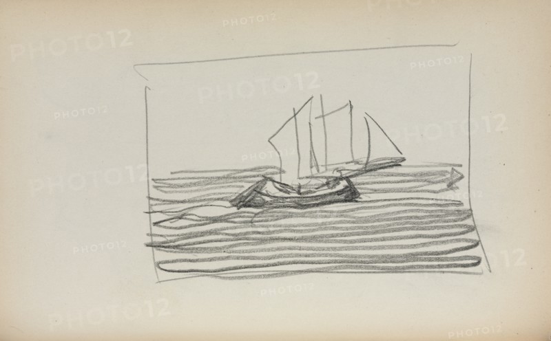 Italian Sketchbook: Sailboat (page 75), 1898-1899. Creator: Maurice Prendergast (American, 1858-1924).