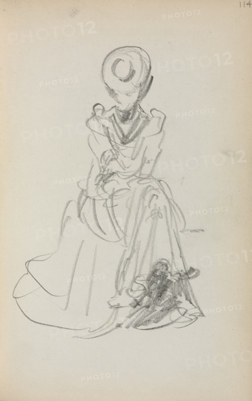 Italian Sketchbook: Seated Woman (page 114), 1898-1899. Creator: Maurice Prendergast (American, 1858-1924).
