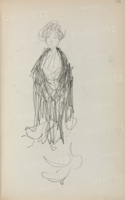 Italian Sketchbook: Standing Woman with Shawl (page 54), 1898-1899. Creator: Maurice Prendergast (American, 1858-1924).