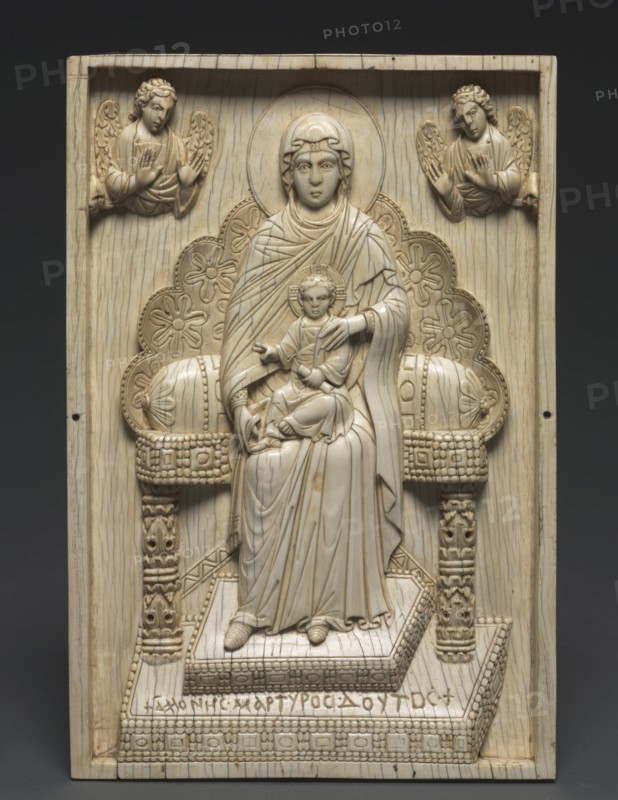 Ivory Plaque with Enthroned Mother of God ("The Stroganoff Ivory"), 950-1025. Creator: Unknown.