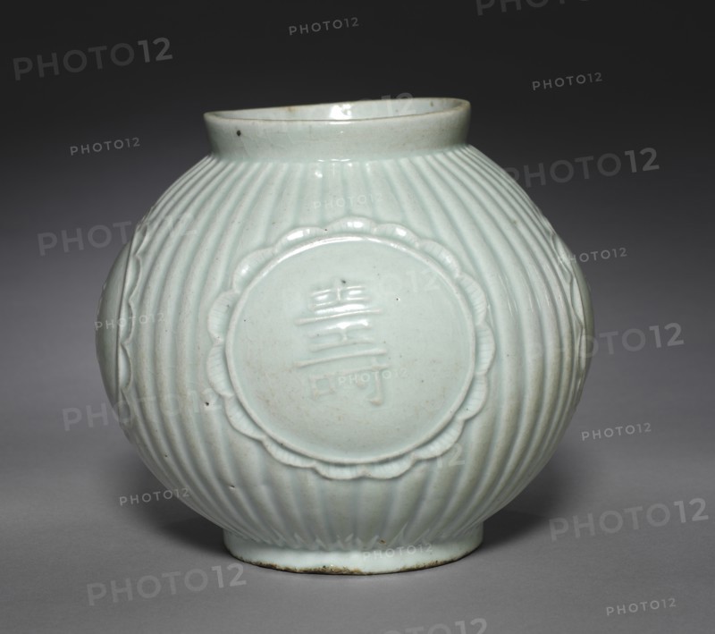 Jar with Four Auspicious Characters in Relief, 1800s. Creator: Unknown.