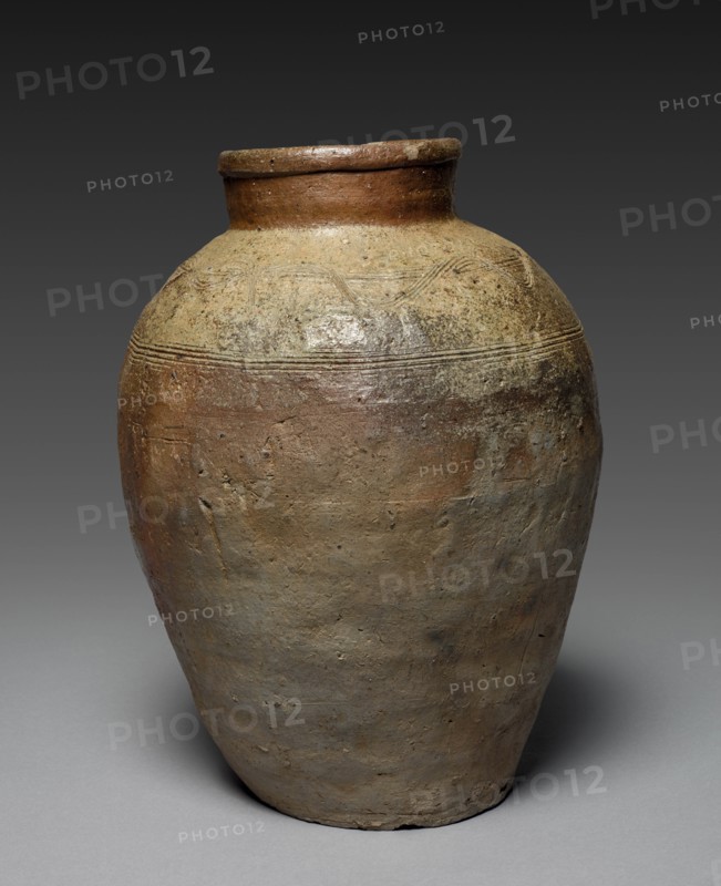 Jar with Incised Combed Shoulder Designs: Bizen Ware, Muromachi Period (1392-1573). Creator: Unknown.