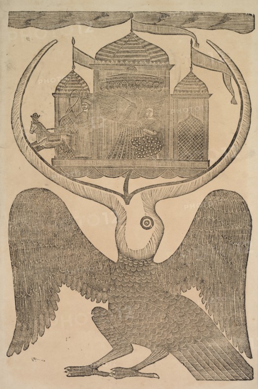 Jatayu (Ramaa Mythical Bird) Hinders Ravana's Chariot, Trying to Prevent Abduction of Sita, 1800s. Creator: Shri Gobinda Chandra Roy.