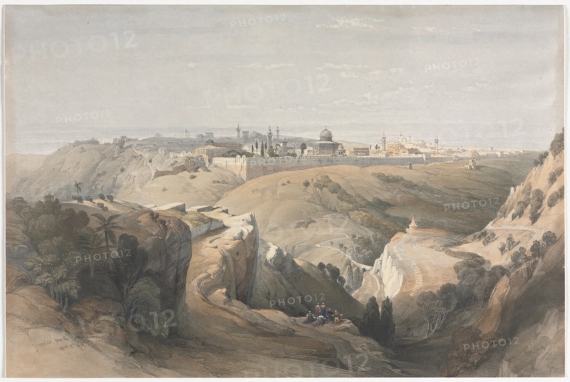 Jerusalem from the Mount of Olives, 1839. Creator: David Roberts (British, 1796-1864).