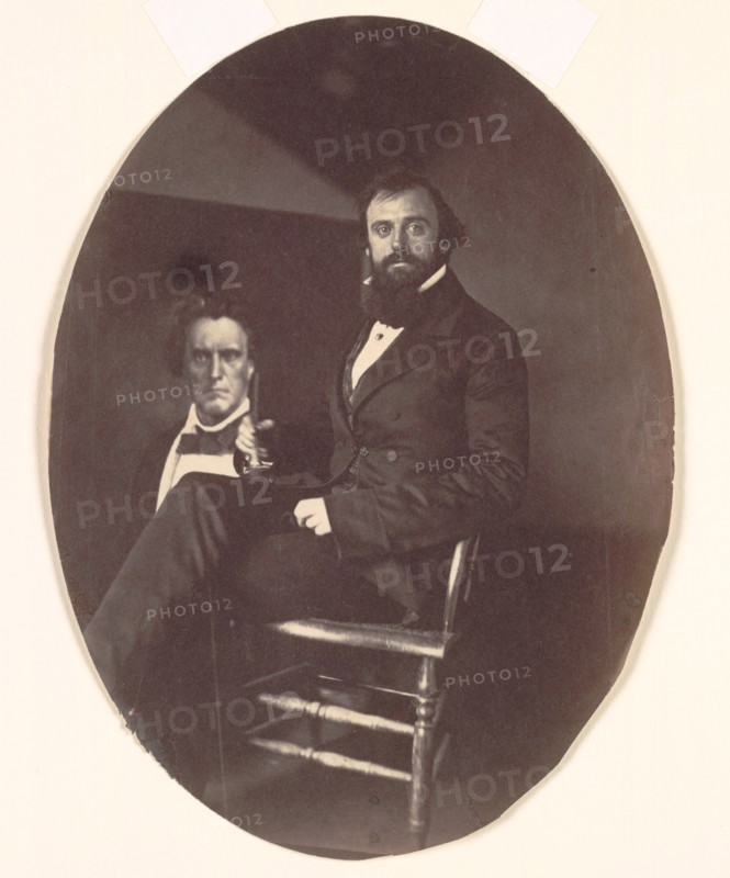 John R. Johnston with Painting, late 1850s. Creator: John R. Johnston (American, 1820-1872).